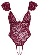 Cottelli Lingerie Body Pearls S koronkowe z detalami perłowymi bordo