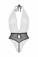Dina koronkowy body Obsessive z siateczką, halter, czarny S/M