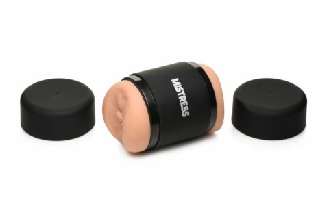 Mistress Double Shot Mini - kompaktowa maszyna intymna dwustronna, beżowa