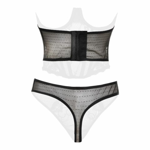 Obsessive Alaya Czarny Połgorset z Fiszbynami i Stringi Koronkowe XL