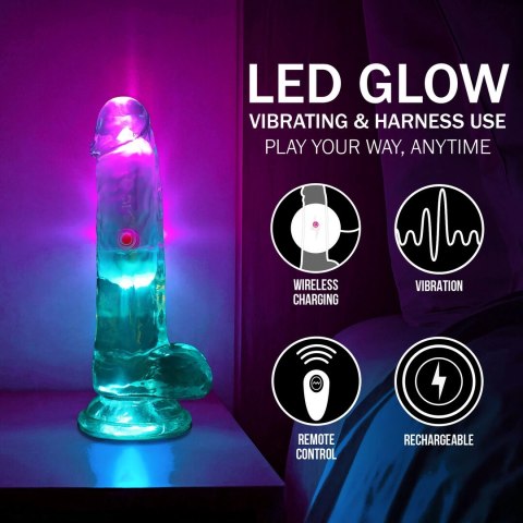 RealRock LED Transparent Model 15 cm - Wibrujący z Przyssawką