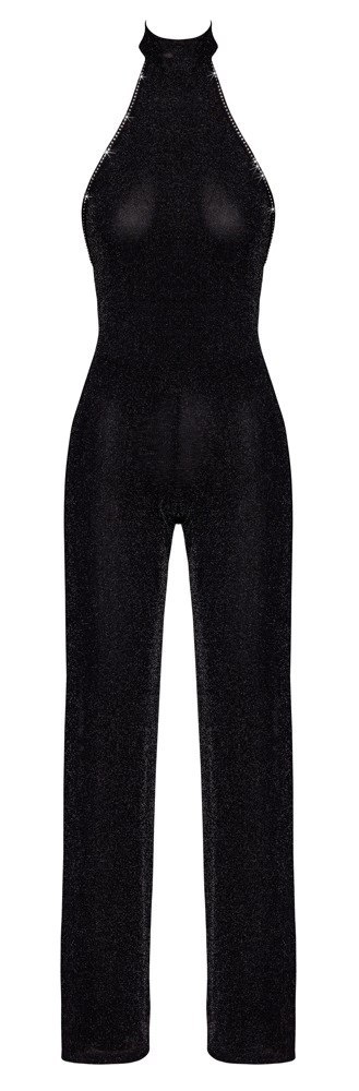 Noir Handmade Jumpsuit M Czarny Połyskujący z Odsłoniętymi Ramionami
