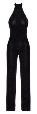 Noir Handmade Jumpsuit S Czarny Połyskujący z Odkrytymi Ramionami