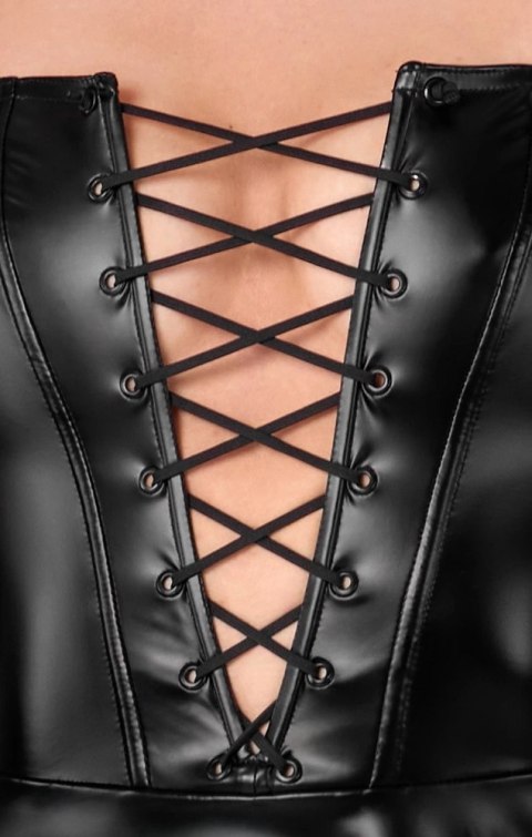 Noir Handmade Sukienka Mini Powerwetlook z Regulowanym Sznurkiem M