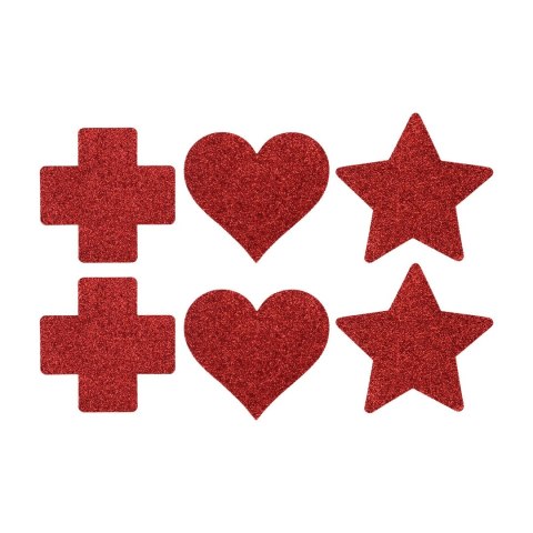 Sukrew Zestaw Ozdob na Ciało Cross Star Heart Czerwony 3 pary
