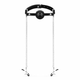 Bedroom Fantasies Black - Zestaw z Opaską Ustną i Zaciskami Regulowanymi