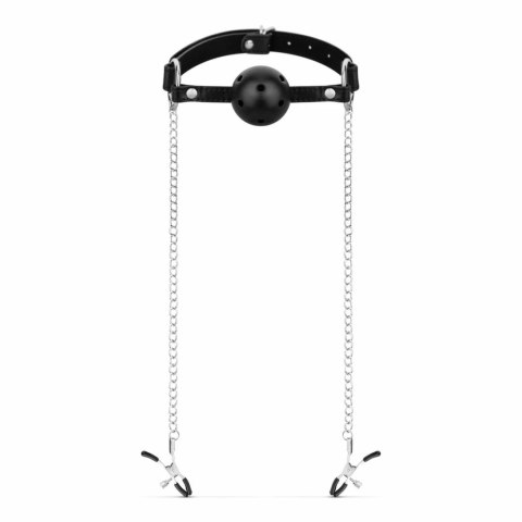 Bedroom Fantasies Black - Zestaw z Opaską Ustną i Zaciskami Regulowanymi