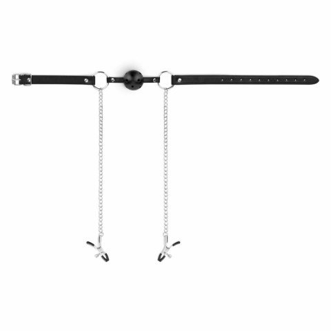 Bedroom Fantasies Black - Zestaw z Opaską Ustną i Zaciskami Regulowanymi