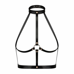 Rosy Gold Body Harness Black - Regulowany pas z ekoskory z pierścieniem