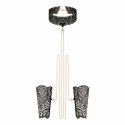 Rosy Gold Lace Cuffs & Collar - Czarna koronka, złote łańcuszki