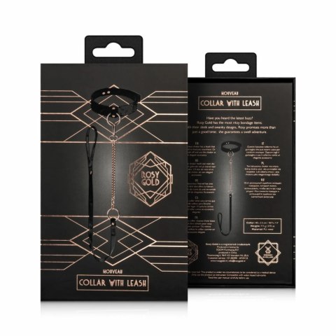 Rosy Gold Obroża z Odpinaną Smyczą Czarna - Stylowy Model Skorzany