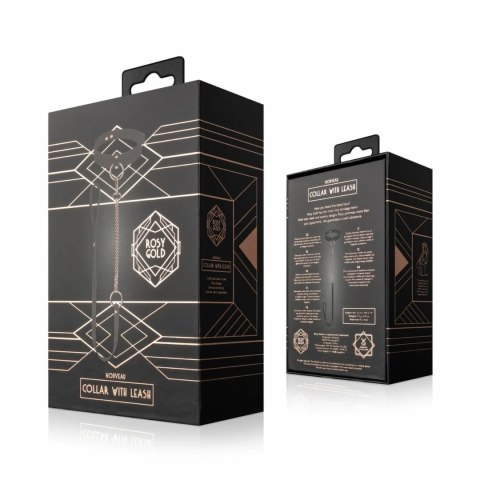 Rosy Gold Obroża z Odpinaną Smyczą Czarna - Stylowy Model Skorzany