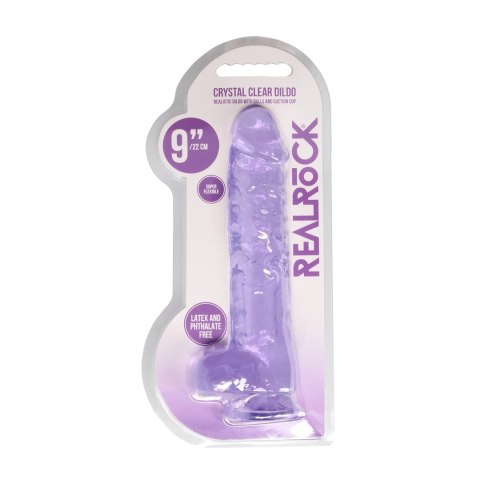RealRock Crystal Clear 23 cm - model z przyssawką i anatomicznymi detalami
