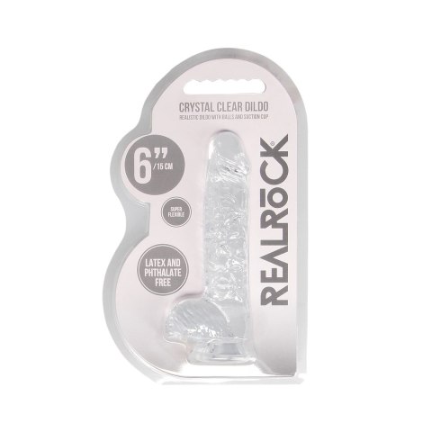 RealRock Crystal Clear model z kulkami, przyssawka, 17 cm, transparentny