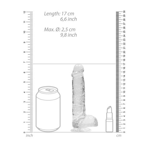 RealRock Crystal Clear model z kulkami, przyssawka, 17 cm, transparentny