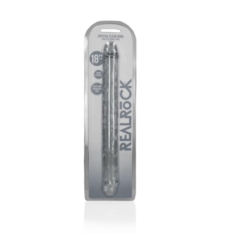 RealRock Crystal Clear podwojny model intymny 45 cm przezroczysty