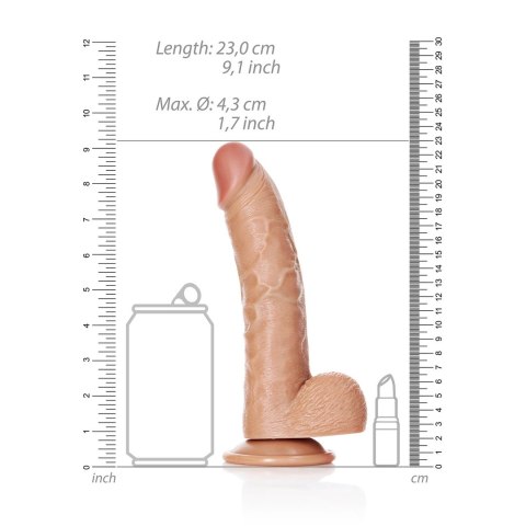 RealRock Prosty model z jądrami i przyssawką 20,5 cm - imitacja skory