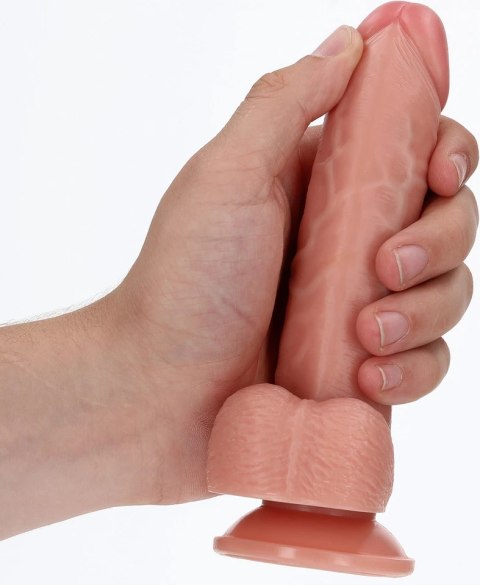 RealRock Zakrzywiony model z jądrami i przyssawką 15,5 cm - anatomiczny silikon