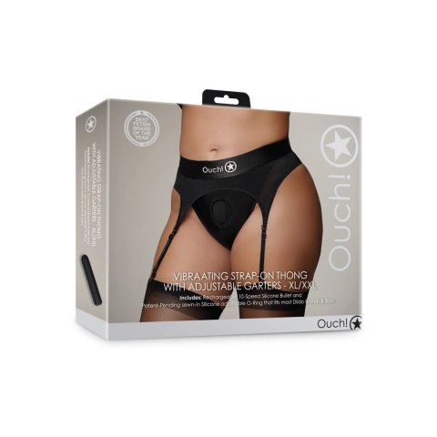 Ouch! Stringi wibrujące XL/XXL z regulowanymi podwiązkami i systemem O-Ring