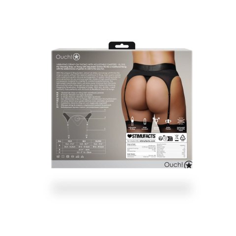 Ouch! Stringi wibrujące XL/XXL z regulowanymi podwiązkami i systemem O-Ring