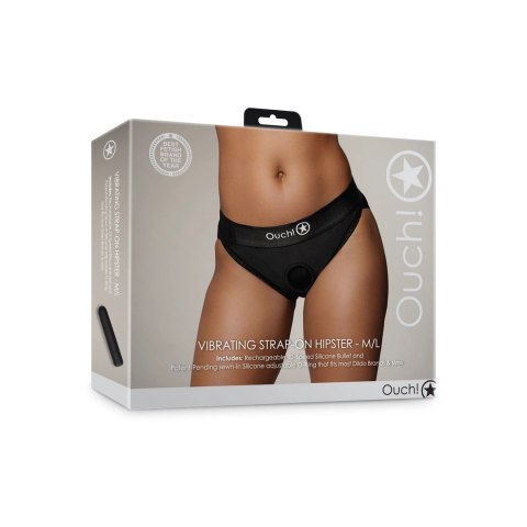 Ouch! Vibrating Strap-On Hipster M/L - Majtki z wibracją i koronką