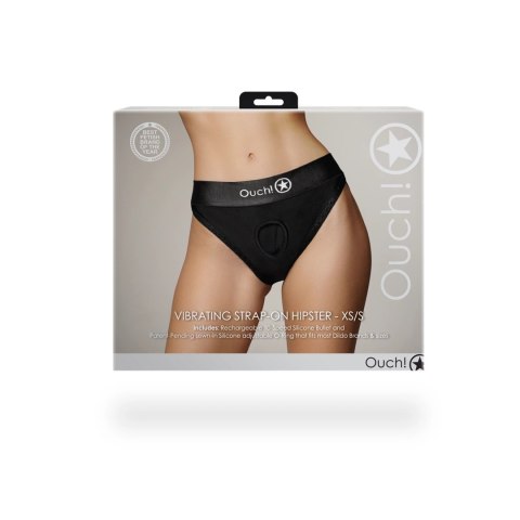 Ouch! Vibrating Strap-on Hipster XS/S - Koronkowy Pas z Wibracją