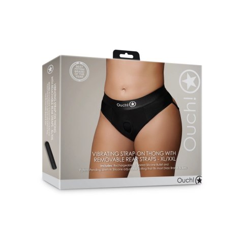 Ouch! Wibrujące stringi XL/XXL z odpinanymi paskami - system O-Ring