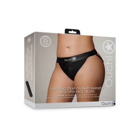 Ouch! Wibrujący pas intymny z otwartym tyłem XL/XXL, system O-Ring
