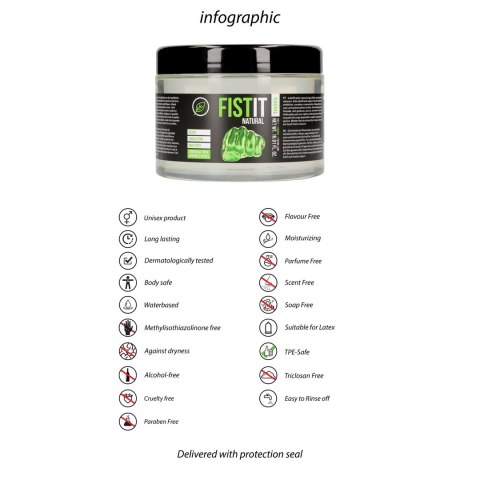 Shots Fist It Natural - Lubrykant wodny 500ml, wegański, bez zapachu