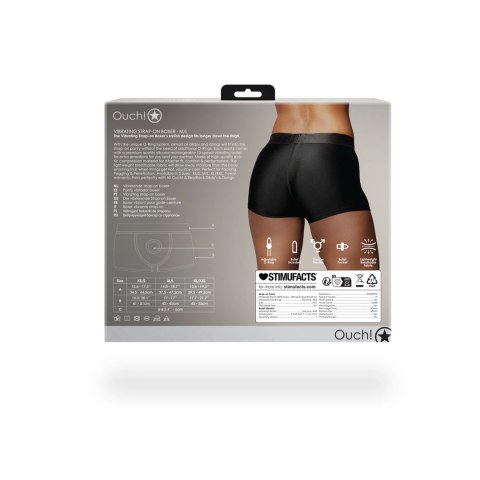 Ouch! Bokserki z paskiem M/L - model wibrujący, czarne