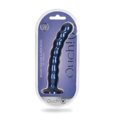 Ouch! Silikonowy model G-Spot z koralikami, przyssawka, 20,5 cm, fioletowy