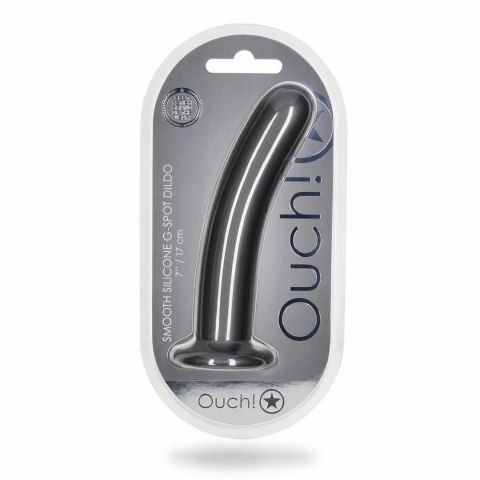 Ouch! Smooth Silicone 17 cm - Smukły model z przyssawką, srebrny