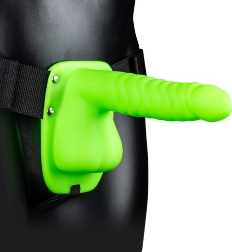 Ouch! Strap-On świecący w ciemności z anatomiczną podstawą 21 cm