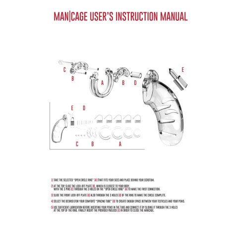 Man|Cage Model 22 - System kontrolny z elektrostymulacją, pierścienie 6,5 cm