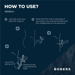 Boners Triple Ring Blue - Anatomiczny Pierścień Wibrujący 3w1, silikonowy