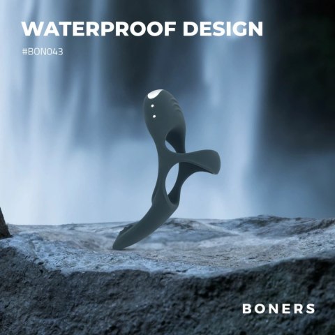 Boners Triple Ring Blue - Anatomiczny Pierścień Wibrujący 3w1, silikonowy