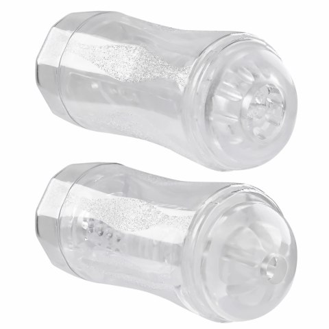 Evolved Double Fantasy - Przezroczysta maszyna intymna dwustronna z pierścieniem wibracyjnym