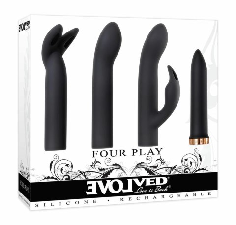 Evolved Four Play Zestaw Wibrujący z 3 Nasadkami, USB, Wodoodporny