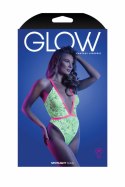 SPOTLIGHT Body Neon Green z Koronki UV, Elastyczne Kontrasty, S/M