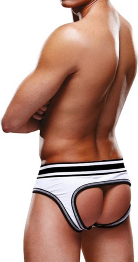 Prowler Brief XS - majtki na paskach, otwarty tył, czarno-białe