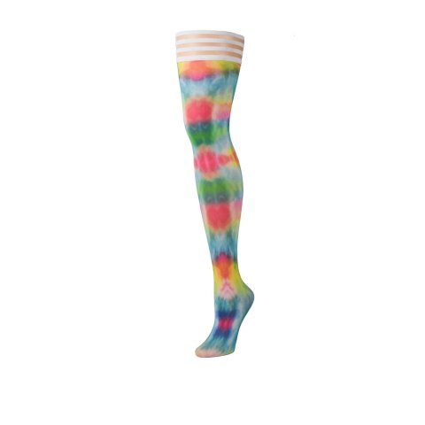 Kix'ies Gilly C - wielokolorowe pończochy tie-dye z systemem antypoślizgowym