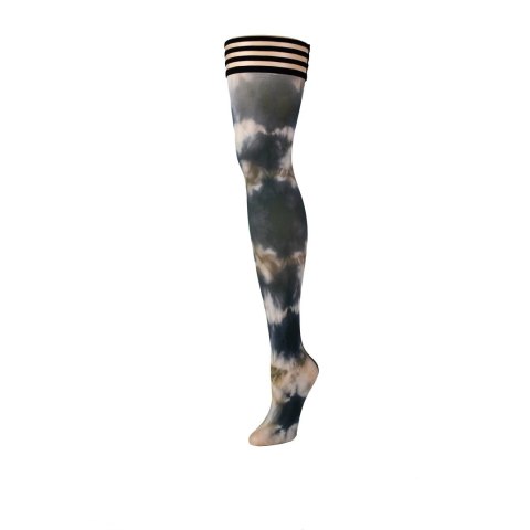 Kixies Mackenzie C pończochy tie-dye czarne białe brązowe