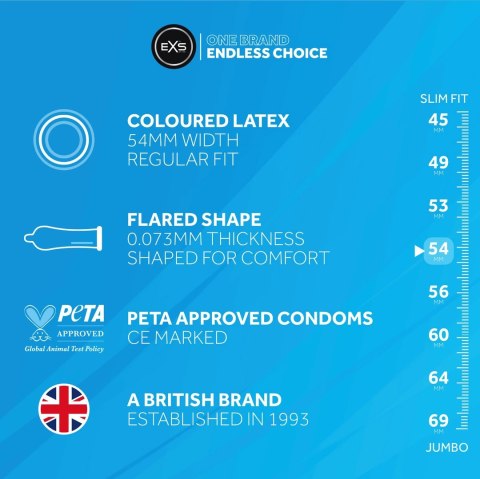 EXS Extra Black 12 szt. - prezerwatywy lateksowe czarne 54 mm