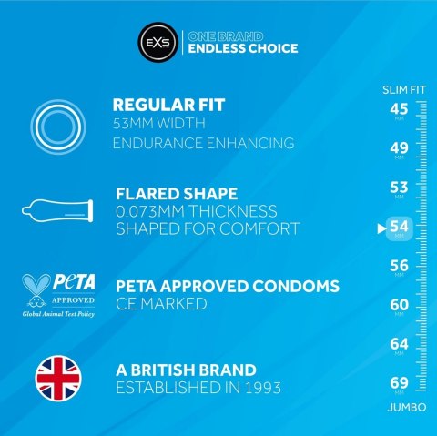 EXS Endurance Delay prezerwatywy 53 mm 12 szt. z lidokainą, opoźniające