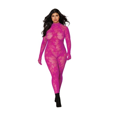Dreamgirl Bodystocking Azalea Plus Size kwiatowy wzor i diamenty