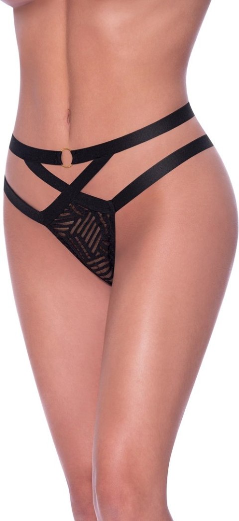 Magic Silk Exposed Cheeky - Majtki siateczkowe L/XL ze złotym detalem