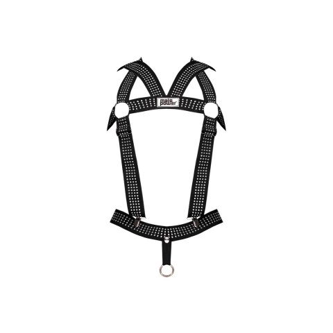 Male Power Elastic Harness - Uprząż z paskami i metalowymi elementami