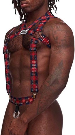 Male Power Elastic Harness - regulowana uprząż z paskami i pierścieniem