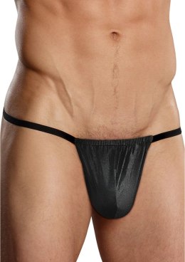 Male Power Nylon Spandex G-String z anatomiczną kieszenią czarny