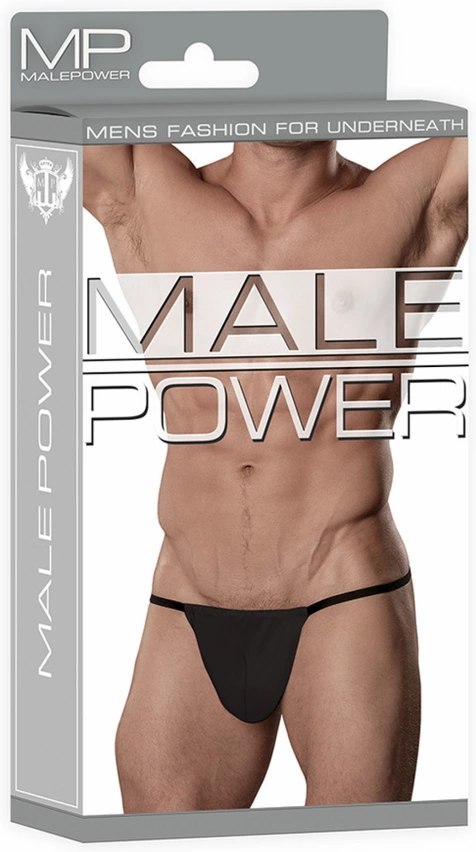 Male Power Nylon Spandex G-String z anatomiczną kieszenią czarny